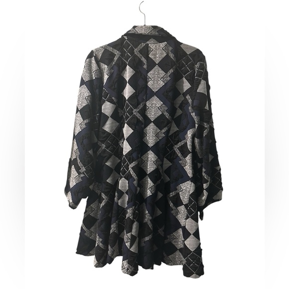 Studio Nouveau Vintage Harlequin Diamond Checkered Jacket Black Silver Lurex XL - Picture 6 of 6